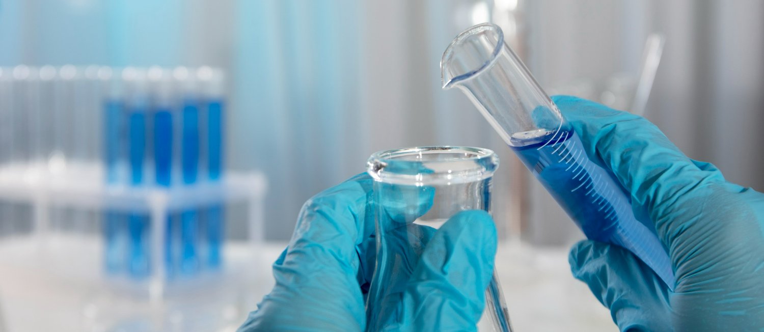 horizontal science banner with glass containers