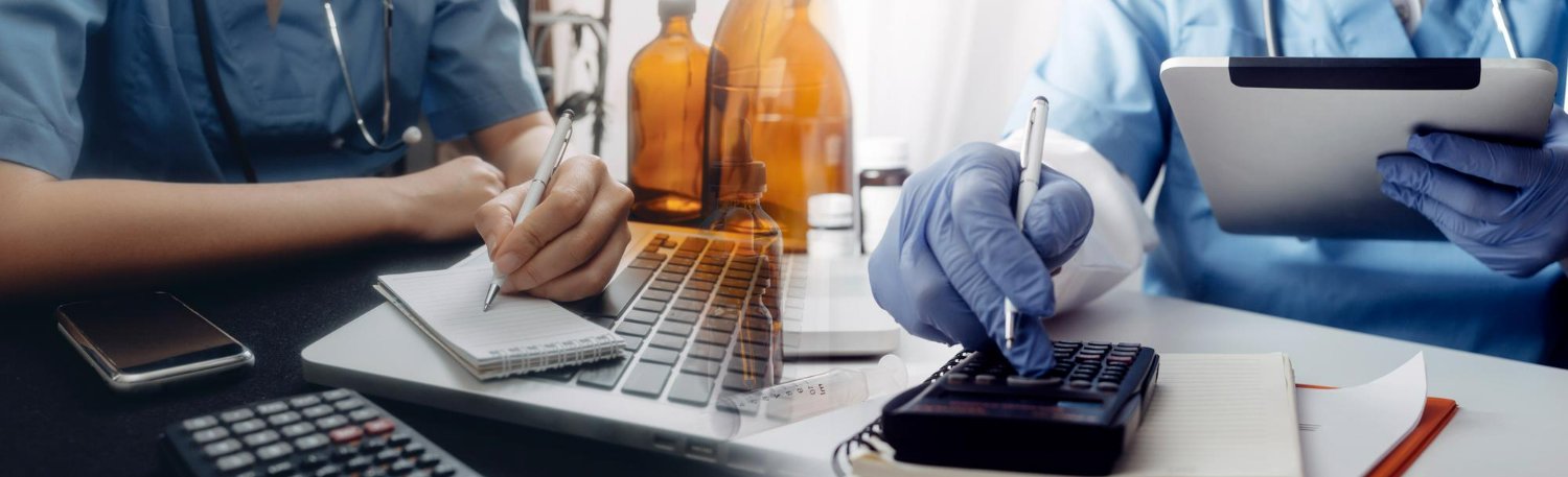medicine doctor touching tablet medical technology futuristic concept